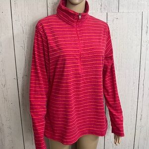 Columbia 1/2 Zip Fleece Lightweight Pink Orange Stripes Size Large